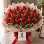 A bouquet of 20 red tulips