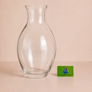 Large one empty clear glass vase with no flowers