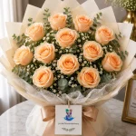 A bouquet of 20 peach roses