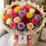 A bouquet of 20 mixed roses