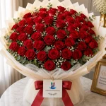 A luxurious bouquet of 50 red roses