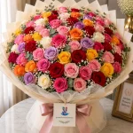 A large bouquet of 50 mixed roses