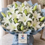 A large bouquet of 50 white lilies